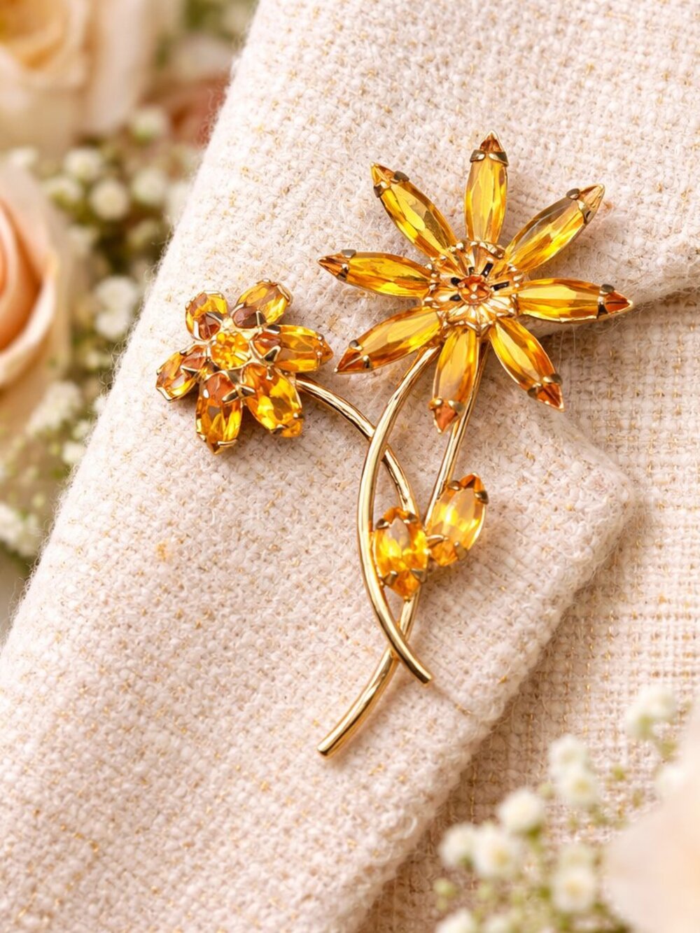Vintage Gold-toned Flower Brooch